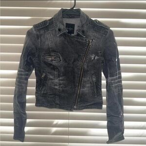 Jessica Simpson Washed Black Denim Moto Jacket